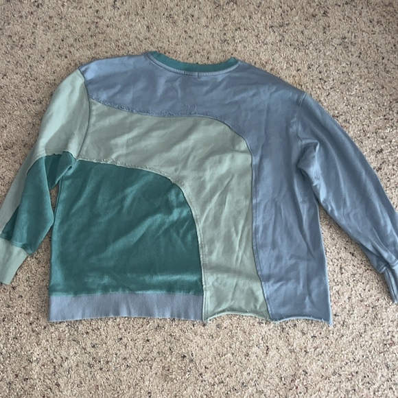 Pink Lily Multicolor Patchwork Sweater Blue Green Size L - Picture 3 of 3